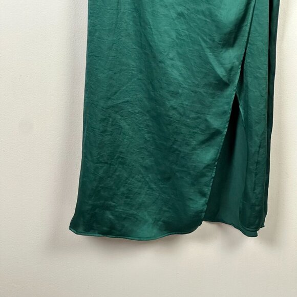 Aritzia Wilfred Masquerade Satin Bustier Midi Dress Adventurine Green - Picture 7 of 11